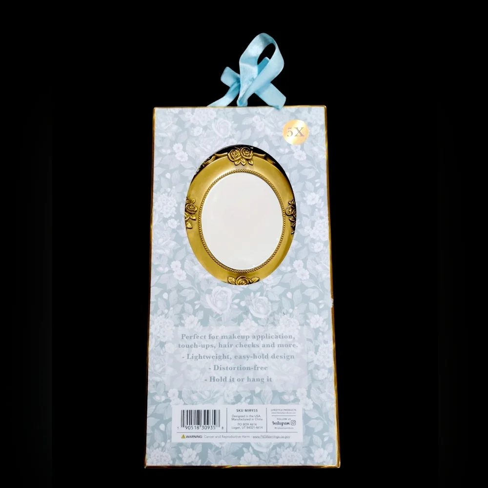 🌹*Lifestyle* GOLD FLORAL EMBOSSED Makeup Mirror🪞🌹 - Picture 2 of 4